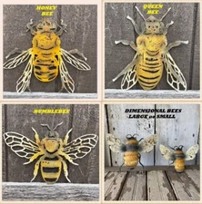 BUMBLEBEE, HONEY BEE, QUEEN BEE, Dimensional Bee Wall Decor Rustic BEE 