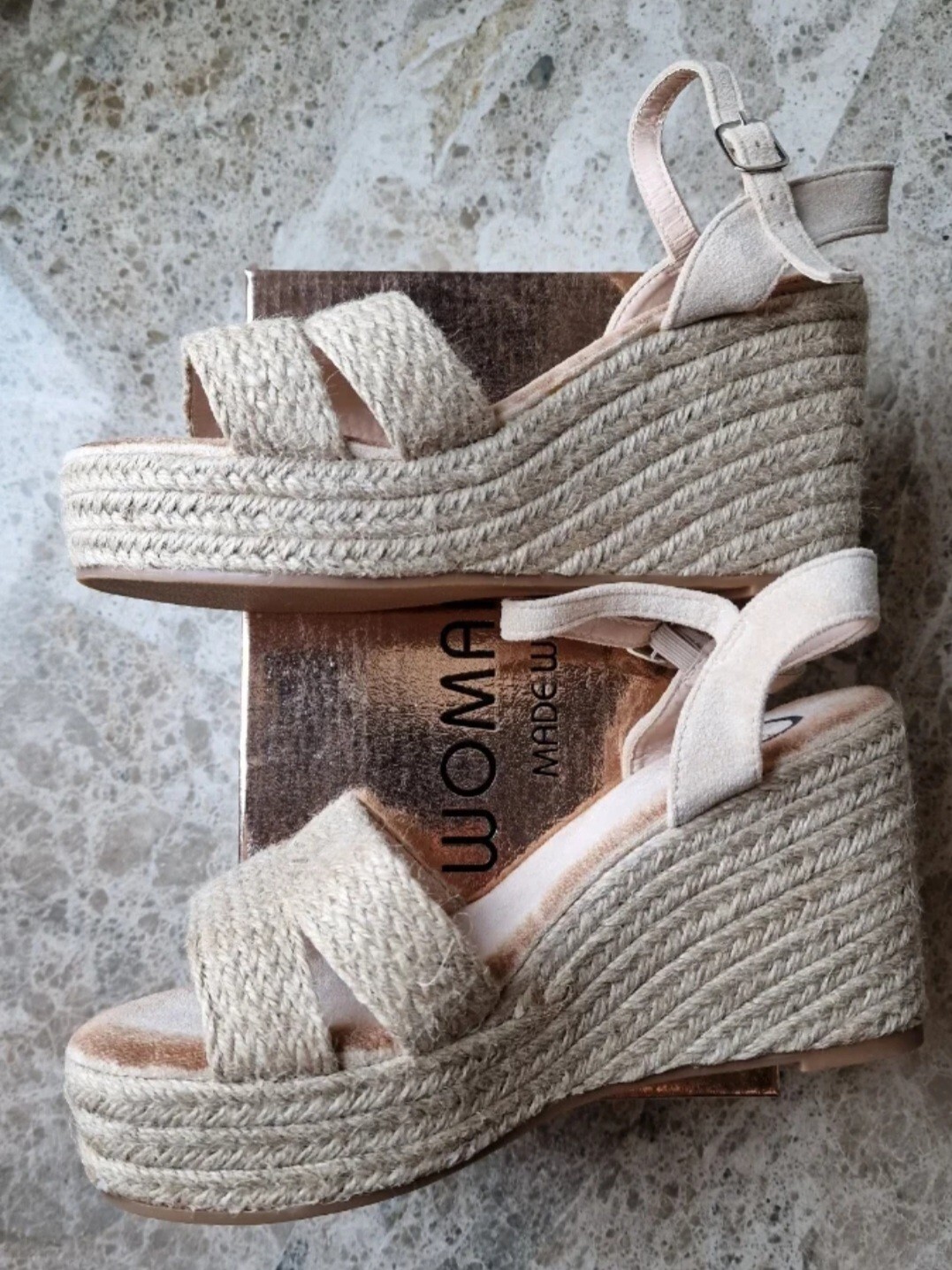 Sandalias cuñas altas plataforma esparto natural