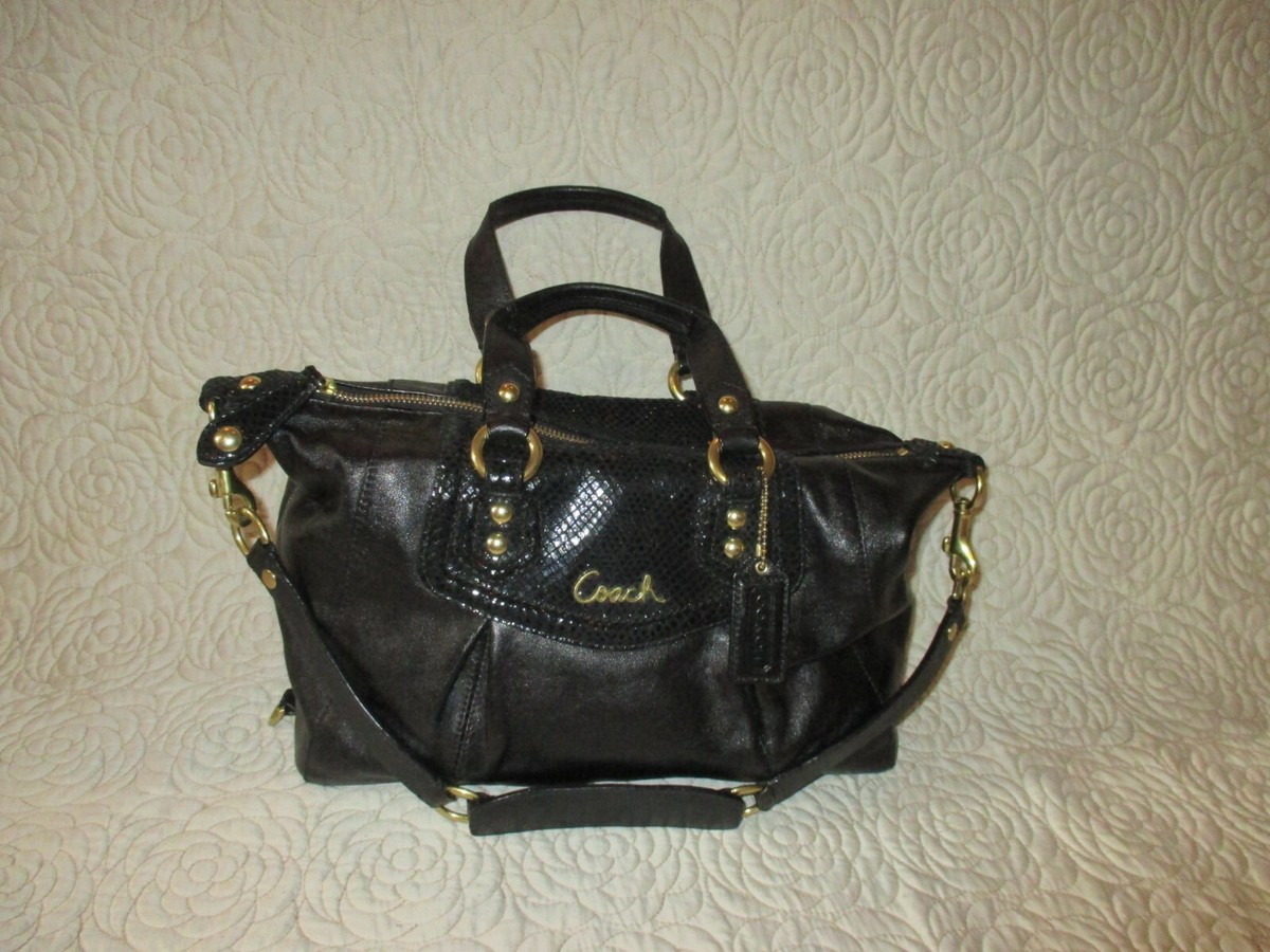 COACH $358 Black Leather Ashley Convertible Satchel #19247