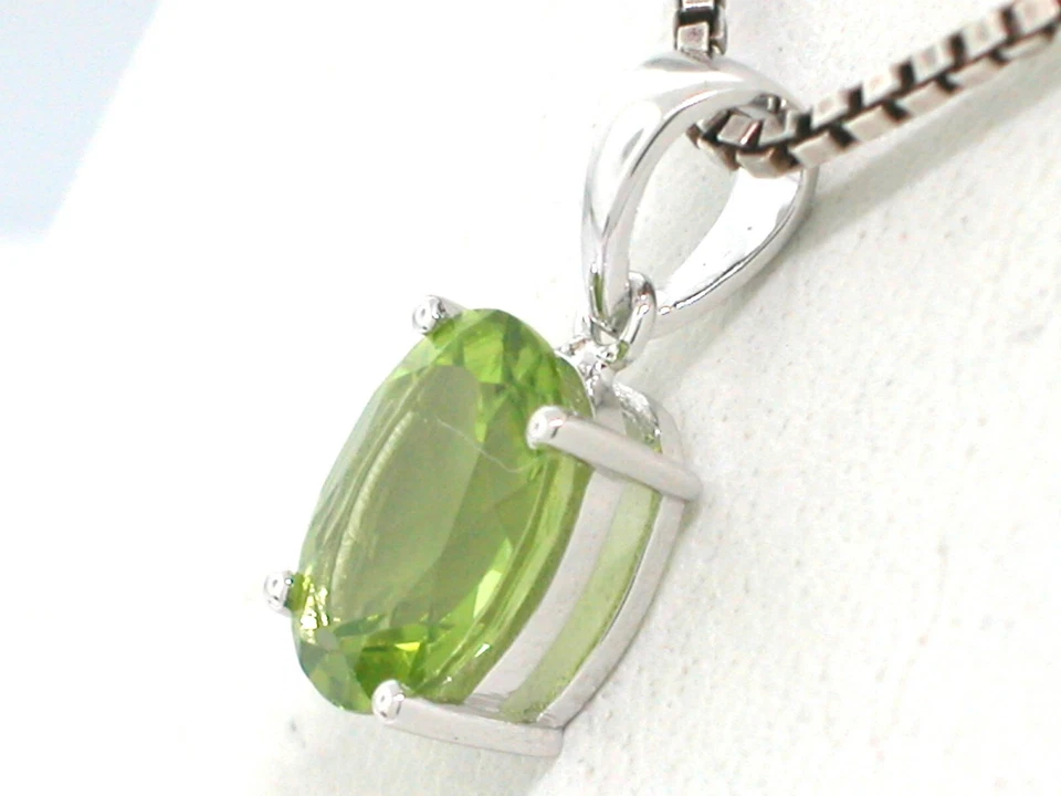 Peridot Anhänger 585 Weißgold 14Kt Gold natürlicher facettierter Peridot - Bild 3 von 4