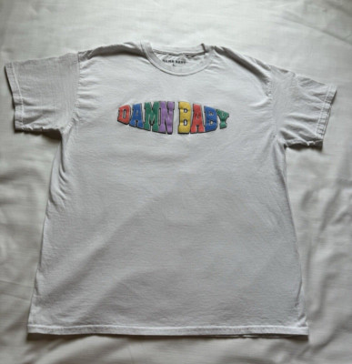 Unisex L Damn Baby graphic print spelled out white short sleeve normcore t shirt