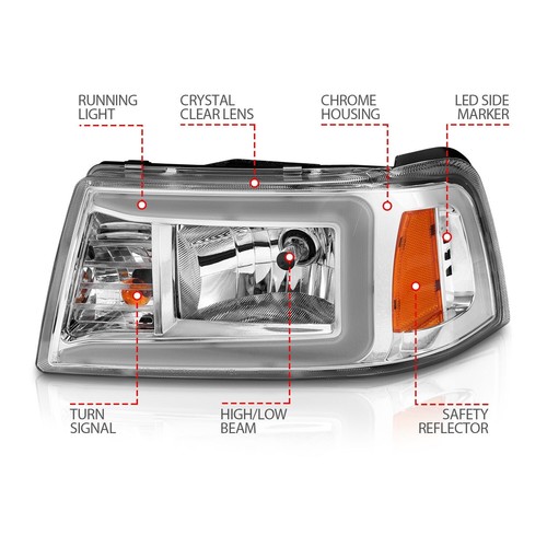 Faros cromados barra C para Ford Ranger 2001-2011 diestro + derecho - Imagen 10 de 12