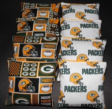 CORNHOLE BEAN BAGS made w GREEN BAY PACKERS fabric logo bags