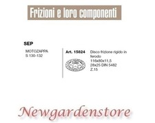 Disco frizione15824 motozappa S130 132 compatibile SEP 116x80x11,5 28x25 Z15