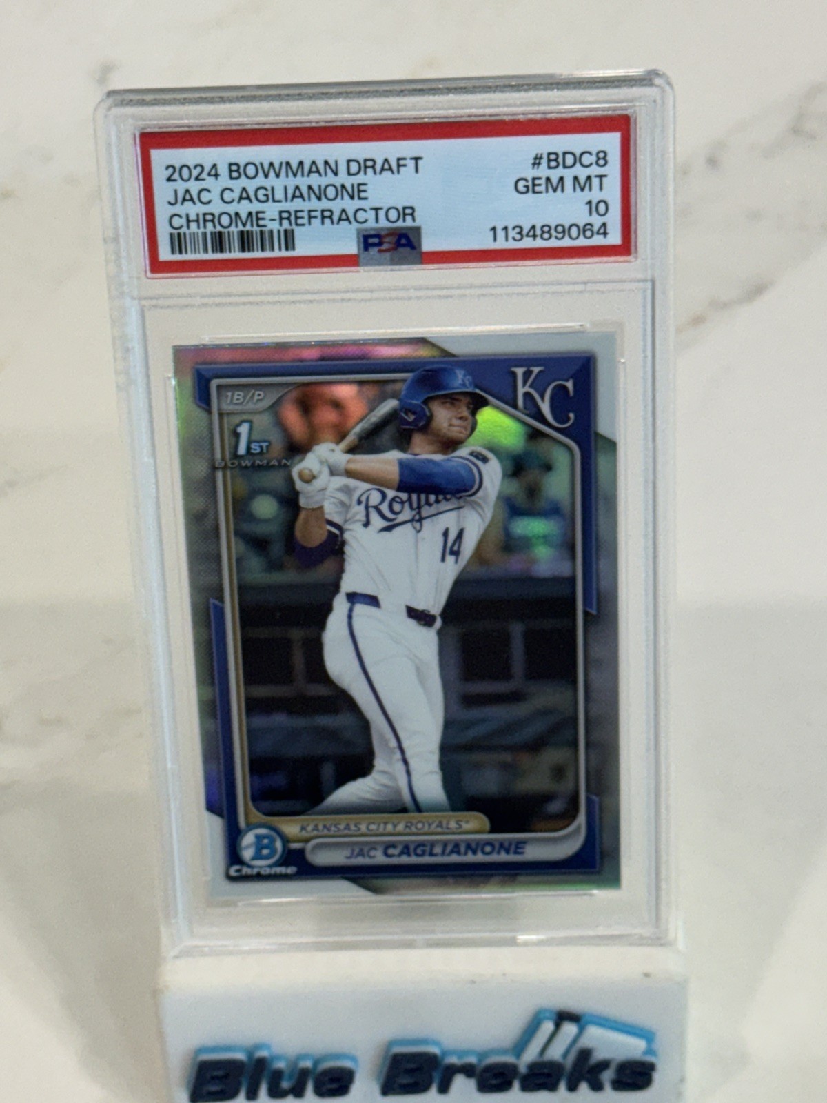 2024 BOWMAN DRAFT CHROME-REFRACTOR #BDC8 JAC CAGLIANONE PSA 10
