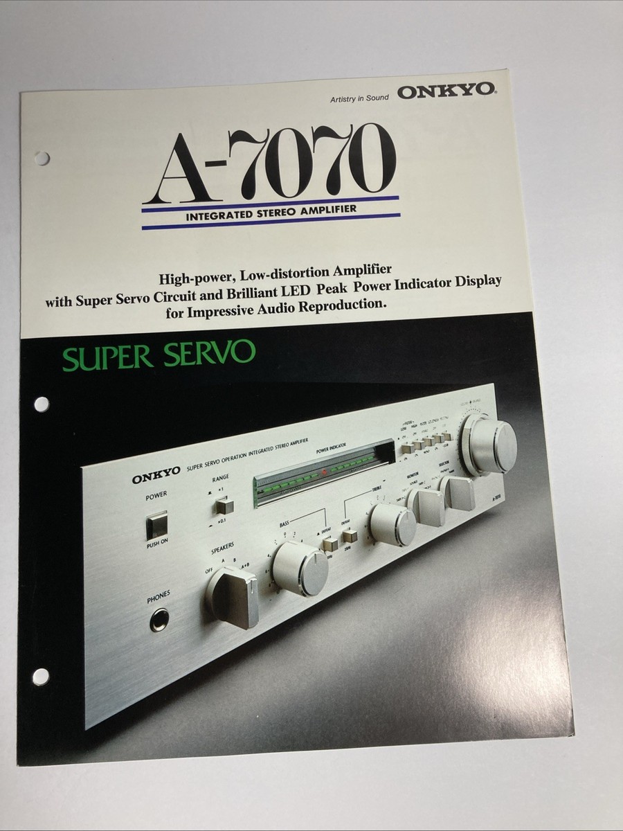 【お値下げ！】ONKYO INTEGRATED STEREO AMPLIFIER Onkyo A-7070 Vintage Servo Operation Stereo Amplifier Brochure | eBay