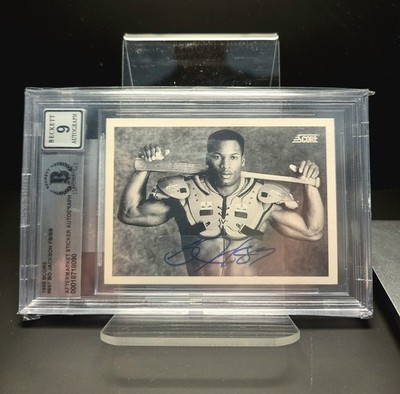 ''THE'' 1990 Score Bo Jackson #697 Authentic Auto BGS 9 w/custom sticker cut 2024