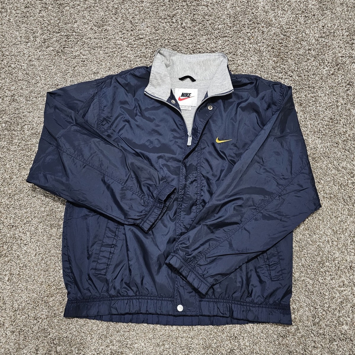 Nike ネイビー ゴールド ウィンドブレーカー Vintage 90's Nike Gold Swoosh Logo Navy Blue Windbreaker Track