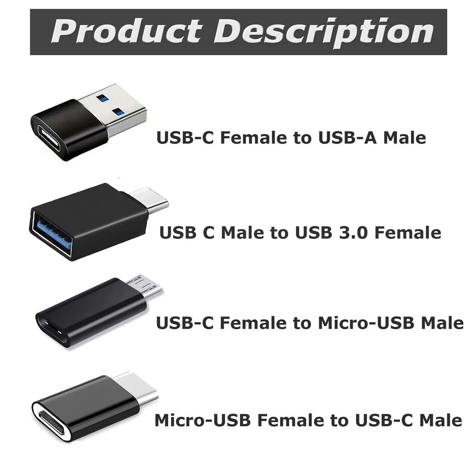 8Pcs USB C Adapter Set USB to Type C Micro USB OTG Converter Plug ...