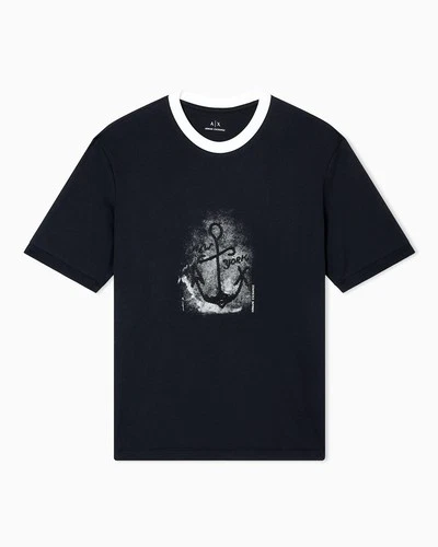 Armani Exchange Navy Anchor Graphic T-Shirt  Large