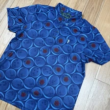 William Bill Murray Golf Polo Mens Large Blue Floral Bowling Ball Performance