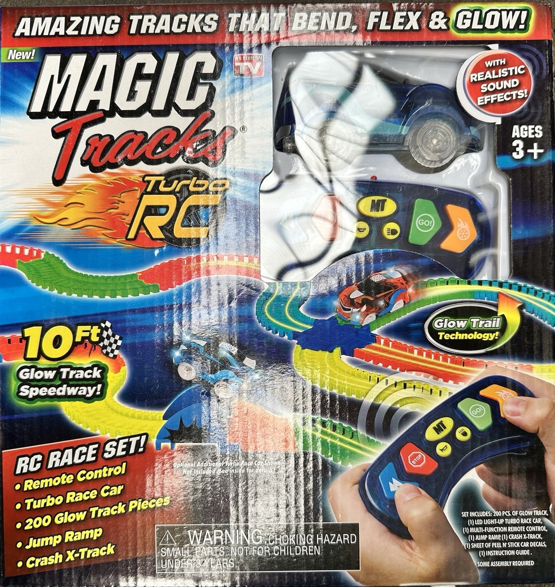 Magic Tracks RC Remote Control Turbo Race Cars 10 ft Glow Track