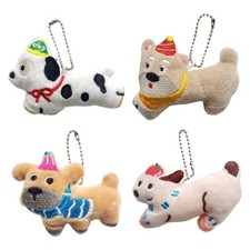 Cartoon Long Plush Dog Keyring Unique Pattern Design Ergonomic Stuffed Animal