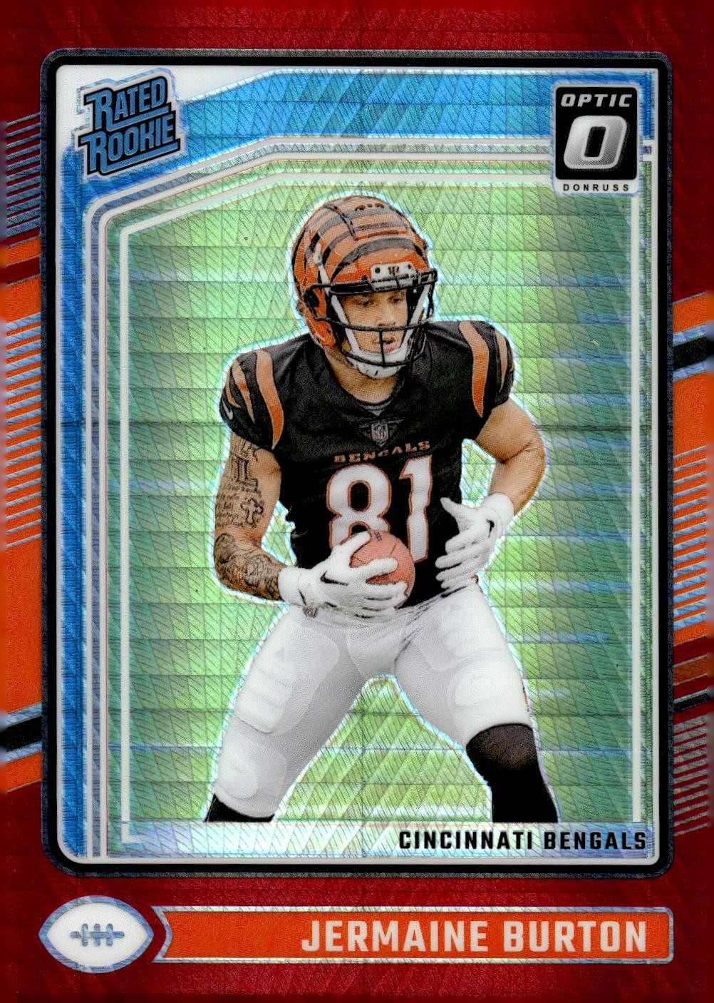 2024 Donruss Optic #251 Jermaine Burton Red Hyper Ball away from body