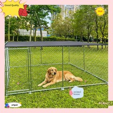 10'x10' Outdoor Pet Dog Run House Kennel Shade Cage Enclosure with Cover  Roof
