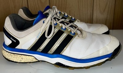 Adidas Adipower Boost Mens Golf Shoes White Black Blue Q46923 Size 10 Spiked