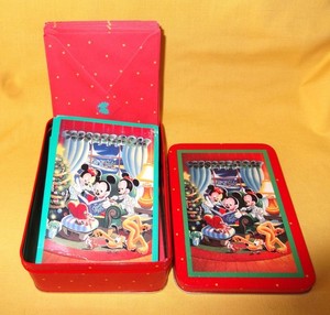 VINTAGE 1994 DISNEY MICKEY MOUSE CHRISTMAS GREETING CARDS in TIN BOX