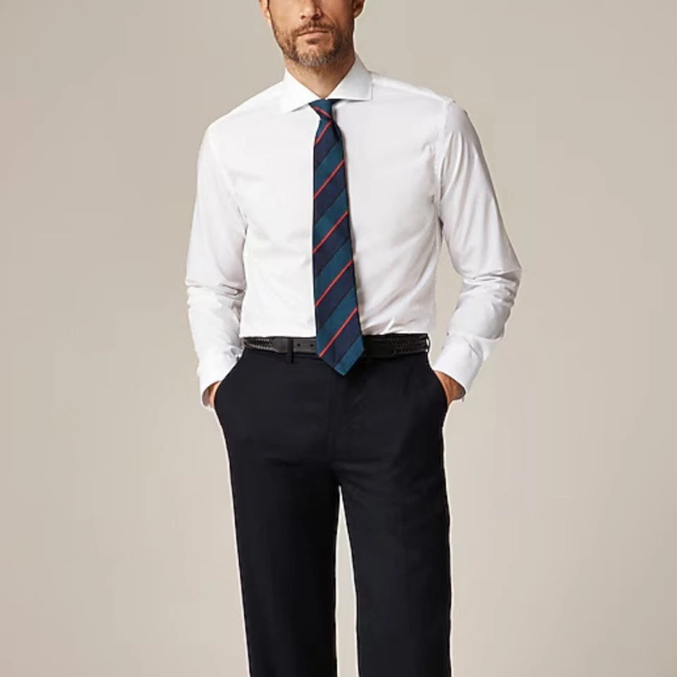 J Crew Ludlow Premium Camisa de Vestir Algodón Fino Hombre Talla 16 33 Blanco Foto 2 de 4