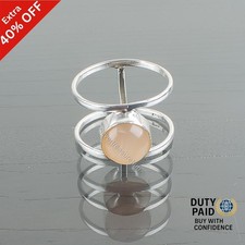 Valentines Sale 925 Silver Round Peach Moonstone Gemstone Band New Ring Jewelry