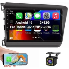 For Honda Civic 2012-2015 Android 15 Car GPS Stereo Radio WIFI Wireless Carplay