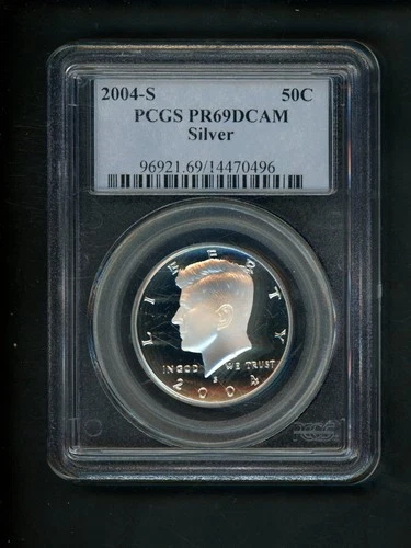 2004-S SILVER US Kennedy Half Dollar 50c .50 PCGS PR69 DCAM Proof Deep Cameo Gem