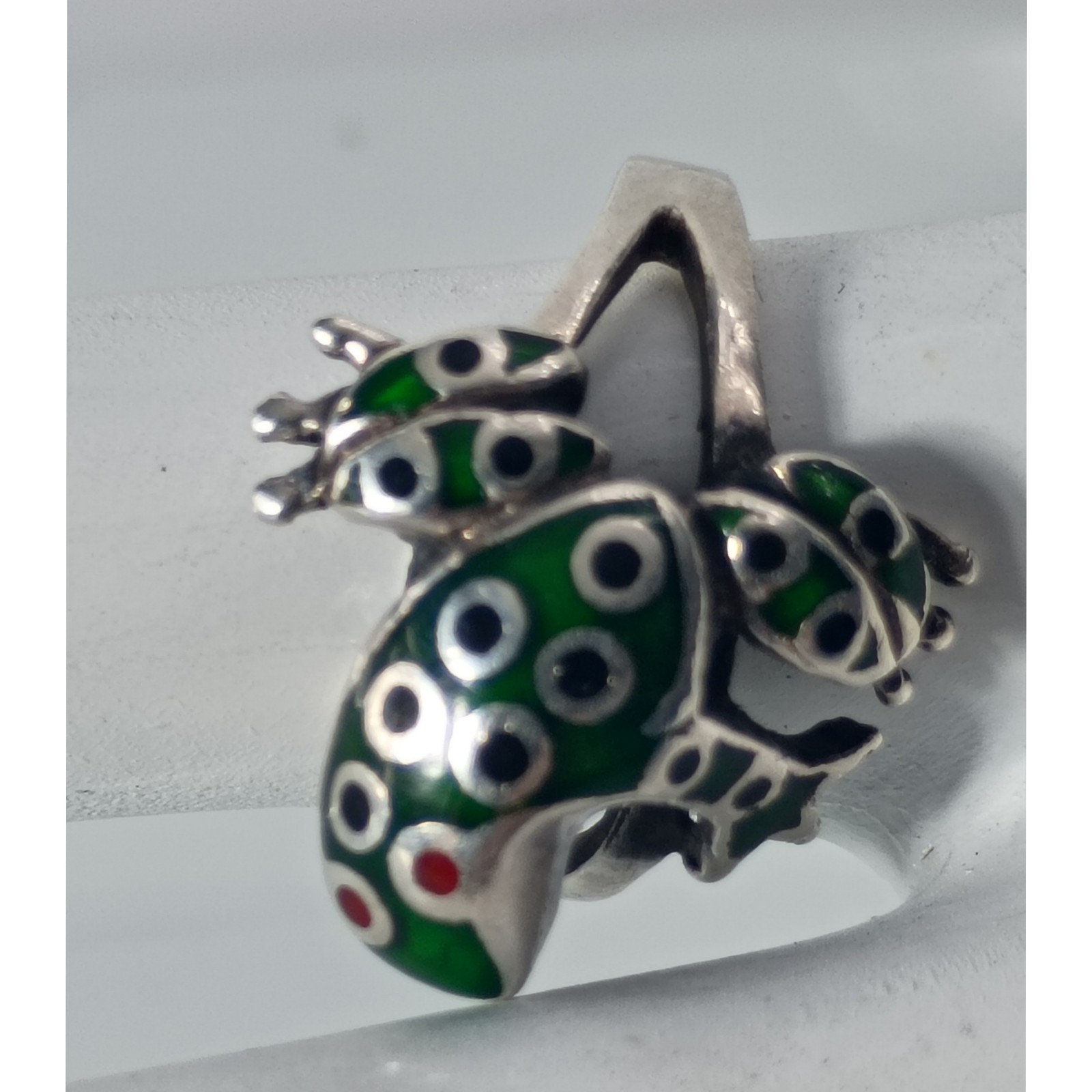 Enamel Frog 925 Statement Ring Size 5 - image 8