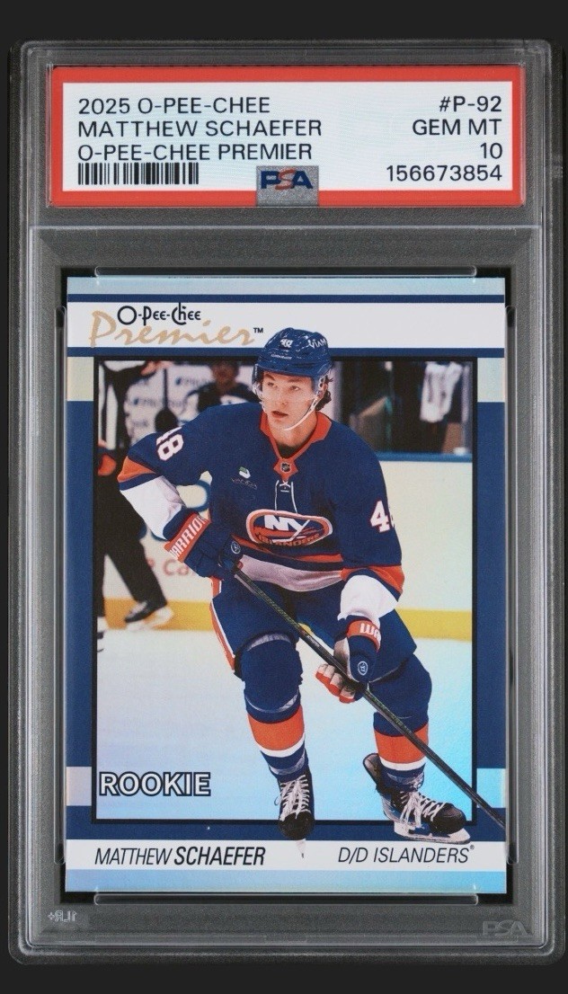 2025 OPC Premier Matthew Schaefer #P-92 PSA 10 GEM POP 1 Rookie RC Islanders