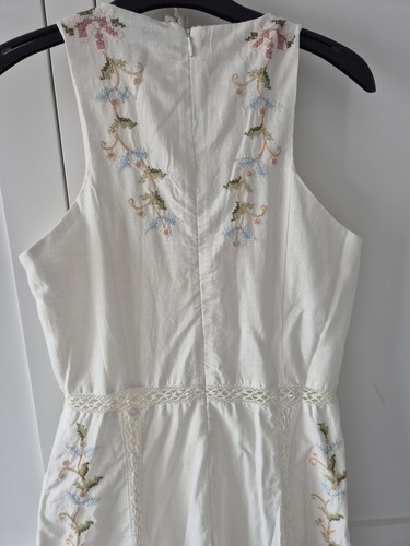 Mango Cream Off White Embroidered Lace Panel Sleeveless Maxi Dress 8 - Picture 4 of 8