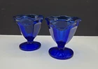 Set of 2 MCM Cobalt Blue Anchor Hocking USA Dessert Parfait Sundae Dish Cups