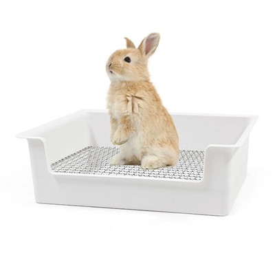 Steel Grid Rabbit Litter Box 15''x11''x4.7'' Bunny Training Pan Orange