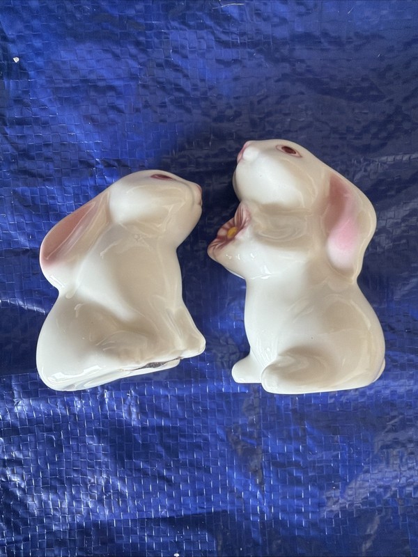 White Bunny Salt and Pepper Shakers