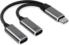 USB C Splitter 2 in 1 USB C Headphone and Charger Adapter Audio Dongle Cable w