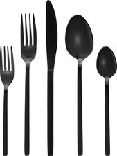 30-teiliges Schwarzes Besteckset für 6 Personen – Edelstahl Besteck Set Modern