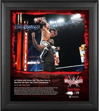 AJ Styles & Omos WWE Framed 15x17 WrestleMania 37 Collage - LE of 370