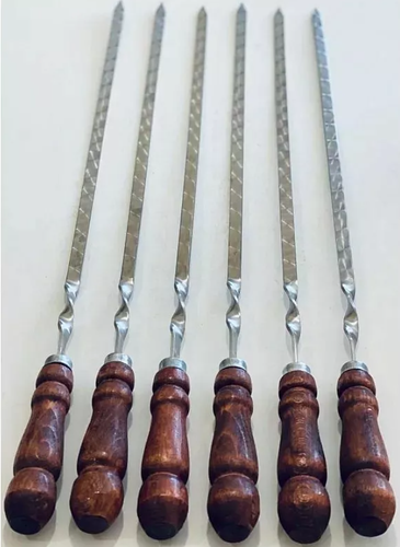 Set of 6 skewers barrel | Set of forged barbecue skewers | Stainless steel - Picture 7 of 10