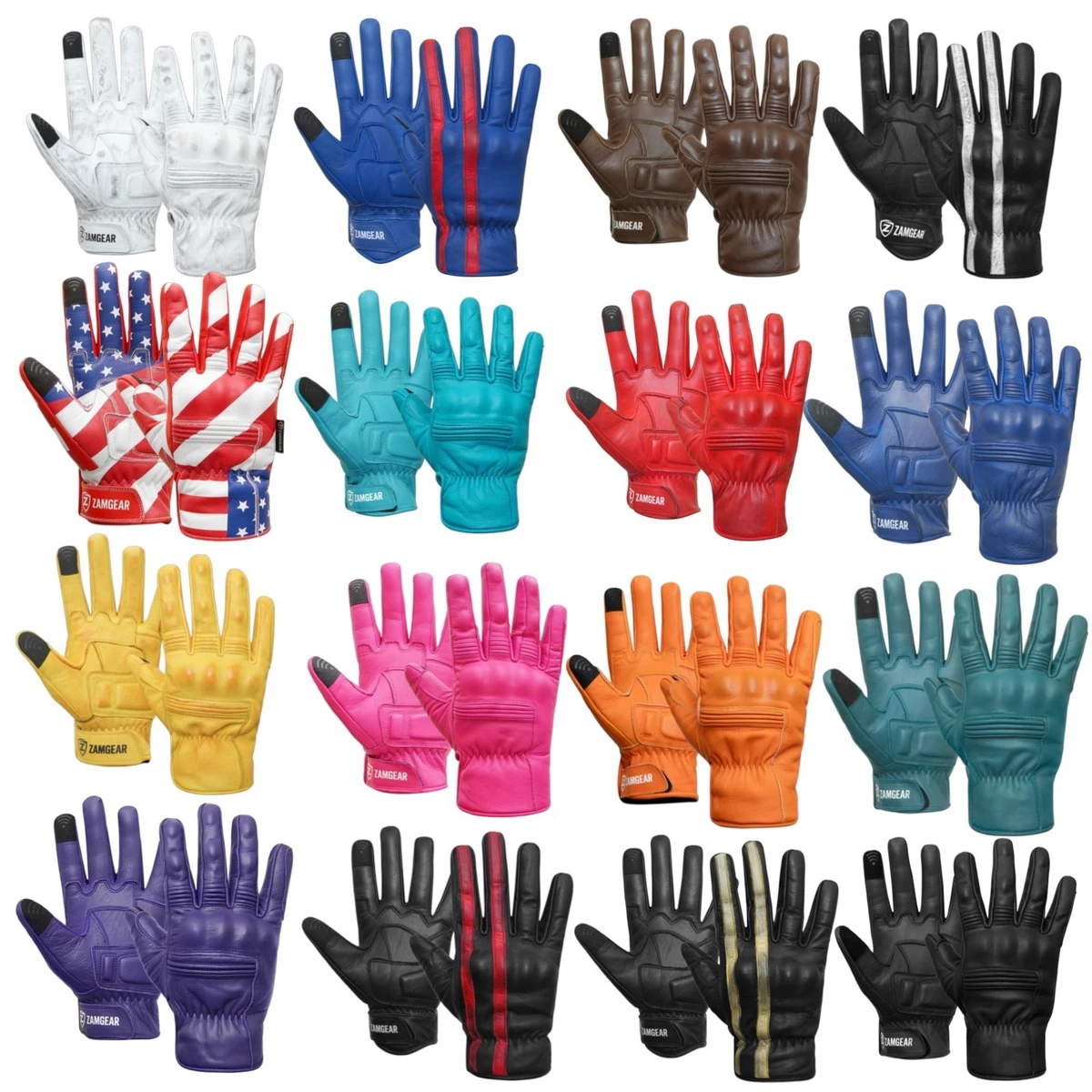 Riding Gloves Summer Motorcycle Leather Protective Touchscreen Biker ZAMGEAR