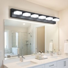 38 in Matte Black LED Vanity Light 6-Lights Bathroom Mirror Wall Sconce Fixture