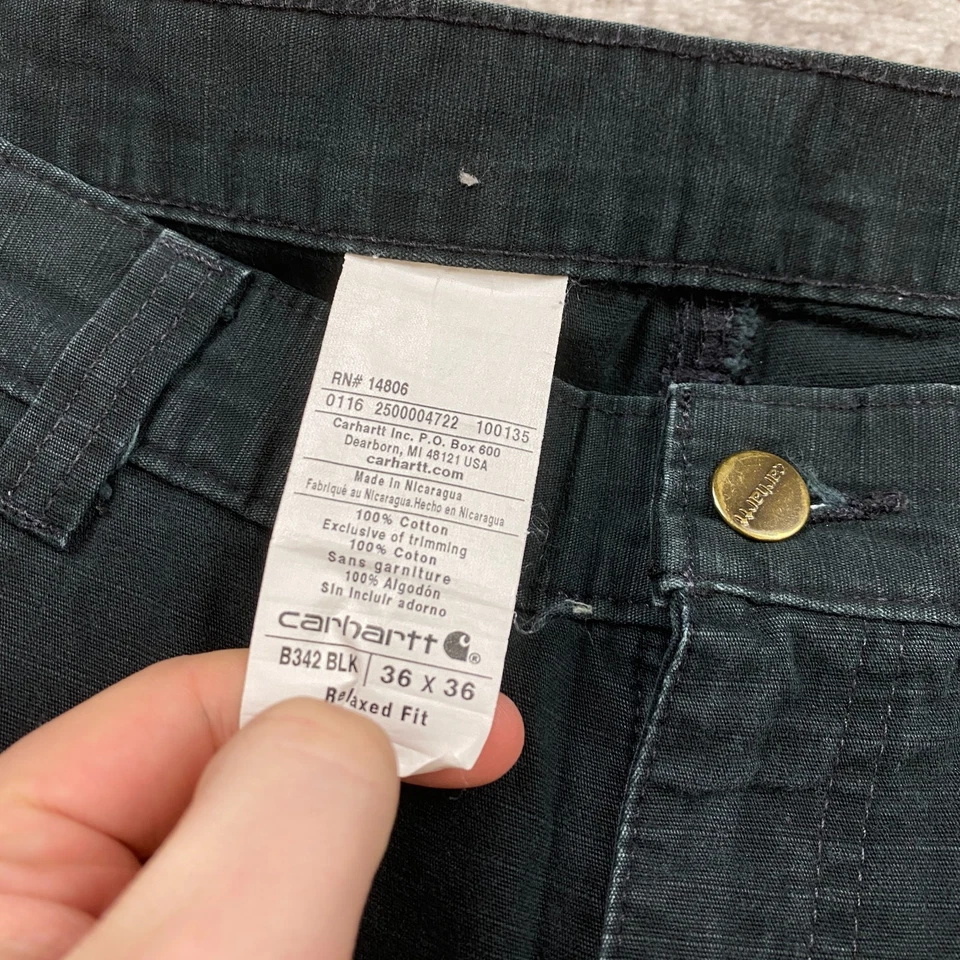 Pantalones cargo Carhartt B342 Duck lona doble rodilla 36 negros Y2K patinador para hombre 36x36 Foto 4 de 4