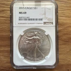 2015 American Silver Eagle MS 69 NGC BROWN LABEL #69 Barcode Match!! 🔥 .999 Oz.
