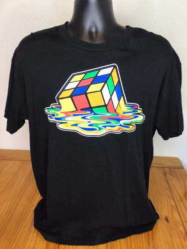 Vintage Style RUBIK’S CUBE Brand RETRO ART Toy Puzzle COLOR MELT Men’s XL T-Shir