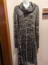 Calvin Klein Women's Large Black/Gray Turtle Neck Long Sleeve Sweater Dress