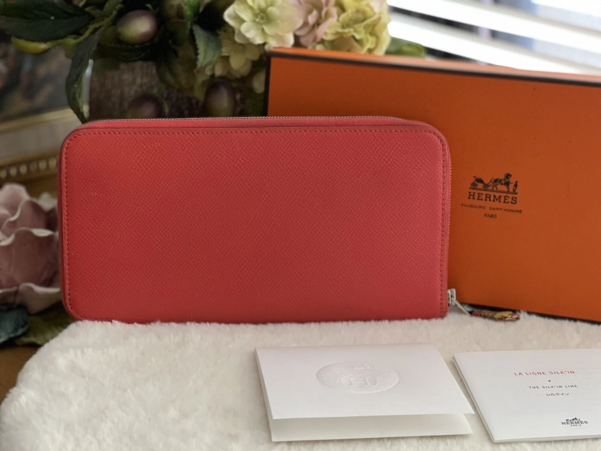 Hermes Zippy Wallet Azap Long Silk In Veau Epson Oranges Leather Used