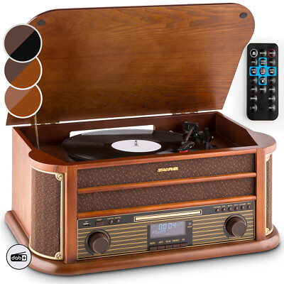 (B-WARE) NOSTALGIE STEREO ANLAGE PLATTENSPIELER DAB+ UKW BLUETOOTH CD-PLAYER