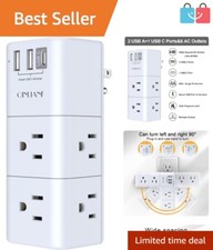 Wall Outlet Extender, Multi Plug with Rotating Plug, 6 AC Outlets, 3 USB Ports