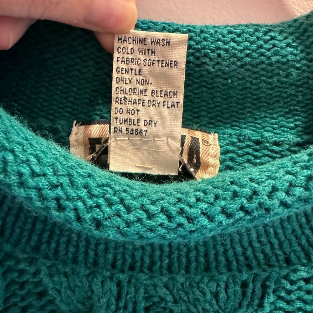 Forenza Sweater Vintage 80's 90's Oversized Cable Knit Green