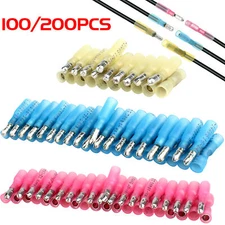 200pcs Heat Shrink Bullet Wire Connectors 22-10AWG Male Female Crimp Terminals