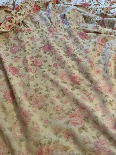 VTG FIELDCREST Full Bed Spread Dust Ruffle Pink Rose Daisy Coverlet Shabby Chic - Picture 14 of 20
