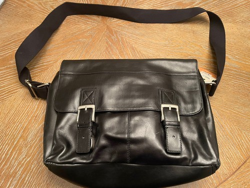 New With Tags Fossil Mason Black Leather Messenger Bag - $178 Retail | eBay