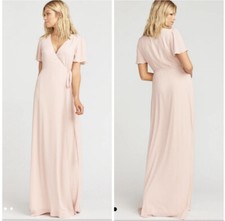 SHOW ME YOUR MUMU NOELLE FLUTTER WRAP MAXI DRESS IN PALE PINK Size XS #507