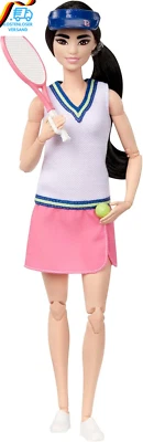 BESUCHE DEN BARBIE-STORE Barbie Made to Move - Tennisspielerin Mit Schläger Und Ball - Puppe Mit 22 Gelen